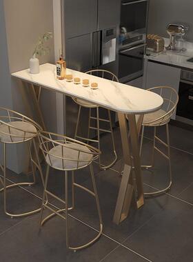 桌岩板餐桌吧台一体家用隔断厨房高脚桌椅组合外贸轻奢家用小吧台