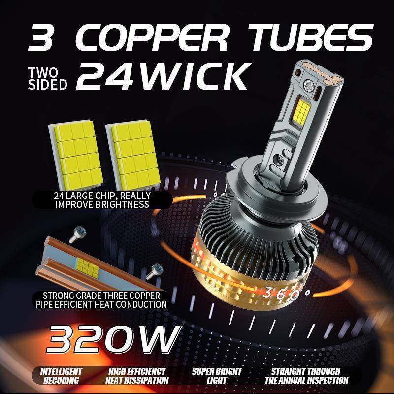 爆款双铜管120W大功率汽车LED大灯高亮聚光汽车车灯H4H7改装