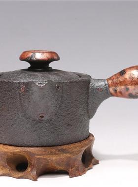 龙砂陶销售宜兴紫砂粗陶仿铁壶泡茶器200毫升制作