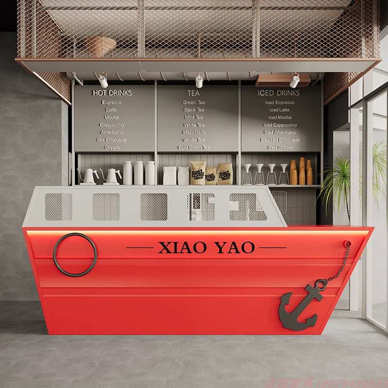 吧台收银台网红酒吧清吧转角柜台美式铁艺店铺小型复古前台接待台