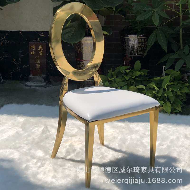 轻奢金色不锈钢餐椅简约后现代时尚欧式酒店餐厅宴会厅绒布皮凳子