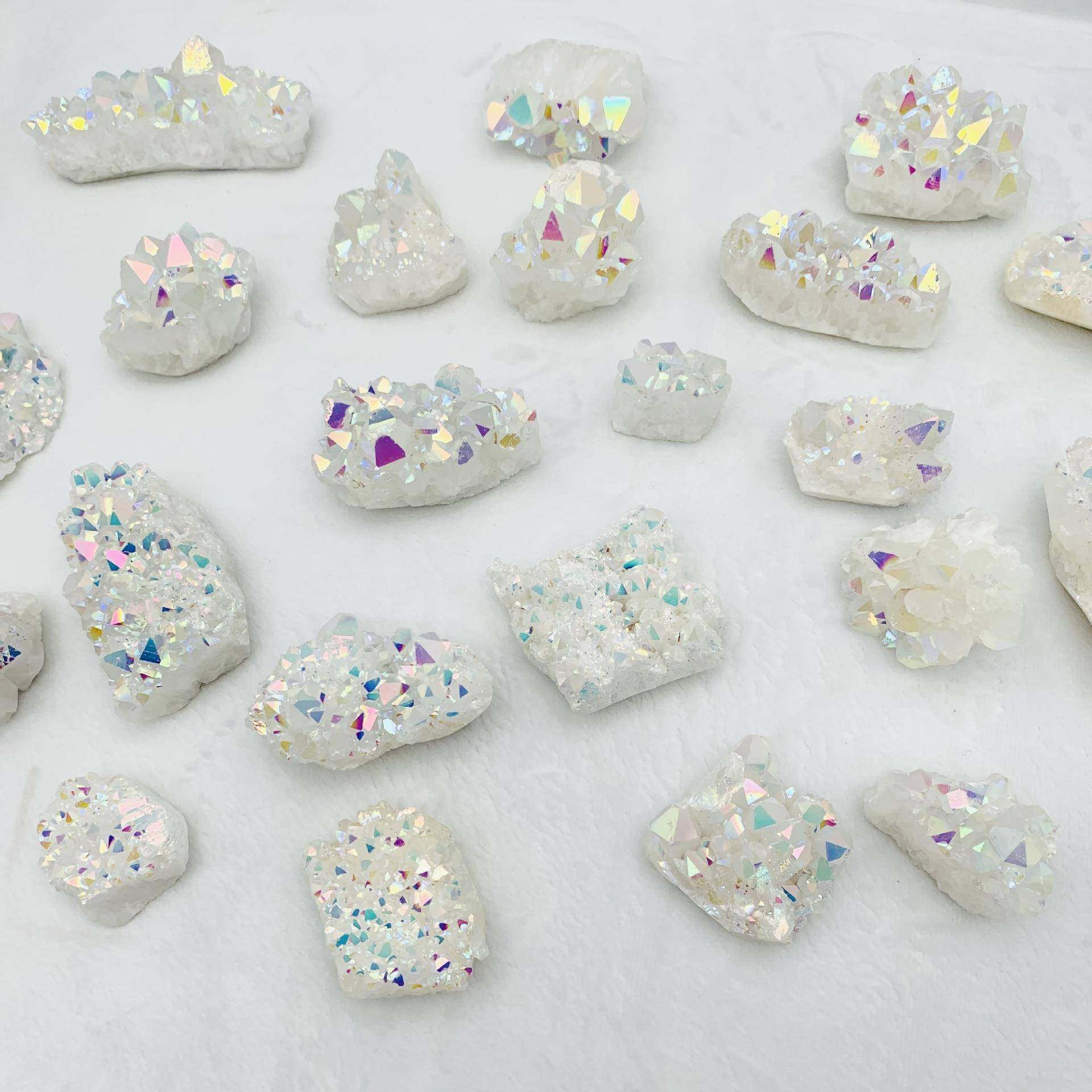 热销电镀AB彩簇随形原石水晶石不规则裸石水晶装饰摆件