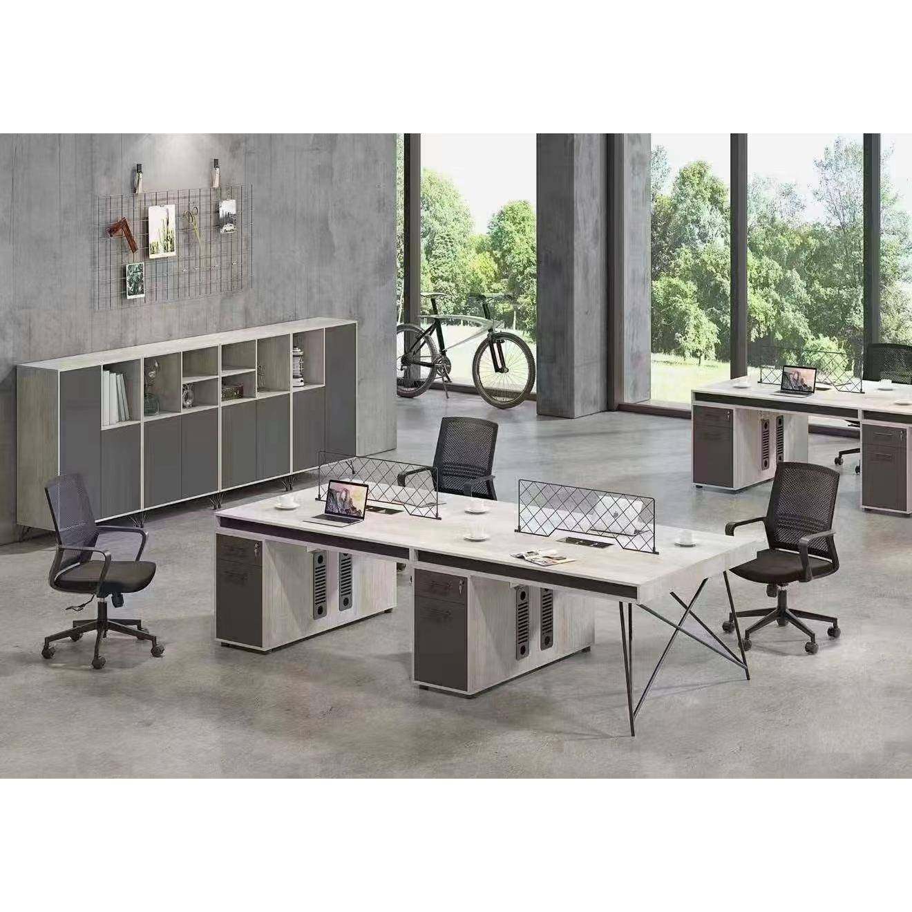 职员几何脚办公桌椅组合轻奢屏风电脑桌办公工位桌2/4/6家具卡位