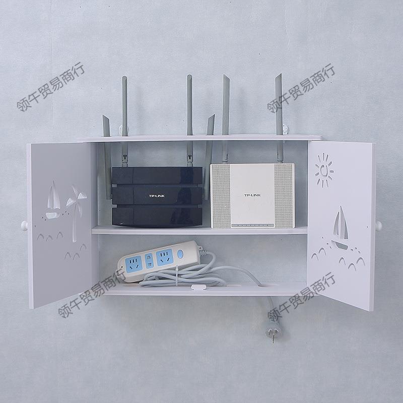 无线路由器收纳盒免打孔置物架客厅壁挂猫装饰遮挡箱电线收纳