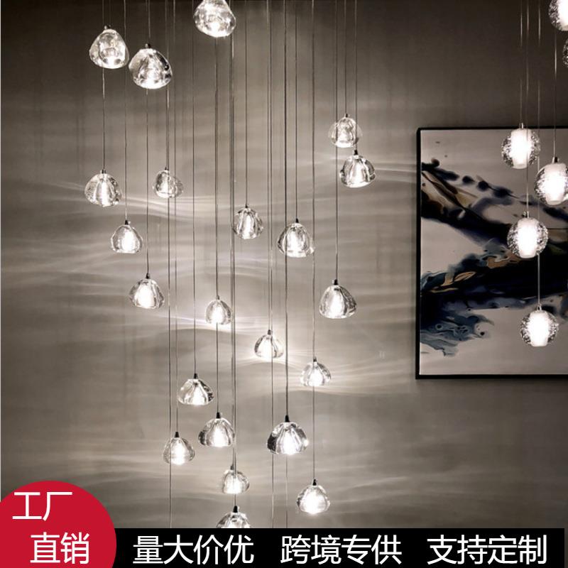 美式樱桃水晶玻璃球吊灯现代复式楼梯灯LED餐厅创意个性流星吊灯