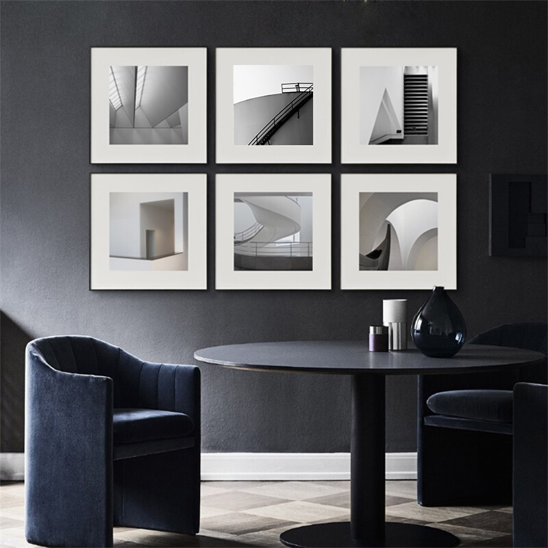 黑白艺术摄影装饰画照片墙北欧抽象建筑客厅办公室软装挂画图片