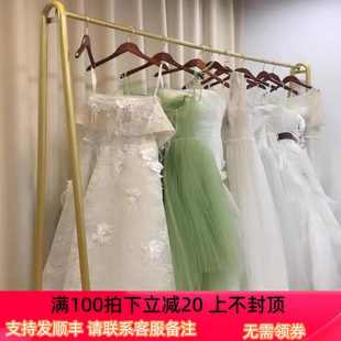 店专用展示架落地式 金色衣架服装 铁艺婚纱货架礼服挂衣杆陈列架子