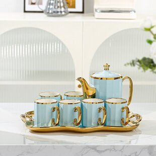 家用客厅水杯高颜值杯具礼盒乔迁送礼茶具轻奢风 陶瓷水具杯子套装