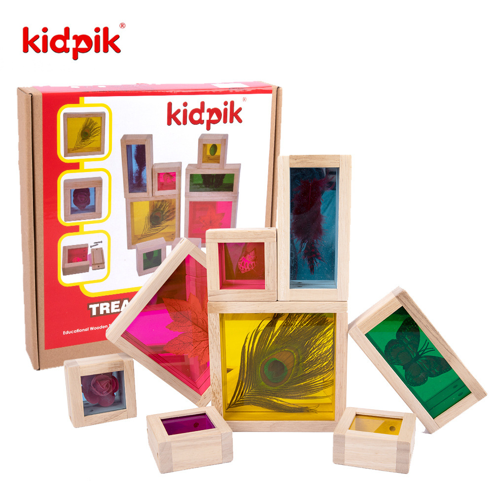 儿童木制玩具宝藏积木彩虹感官游戏儿童玩具益智玩具早教科教游戏