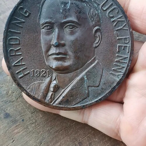 议价美国第29任总统紫铜纪念大铜章。沃伦.G.哈定（1921一1