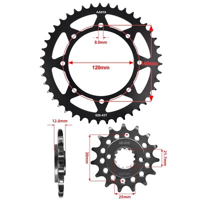 适配川崎KcLX/KLR650摩托车链轮90-18大小齿链盘前后牙盘油封链条