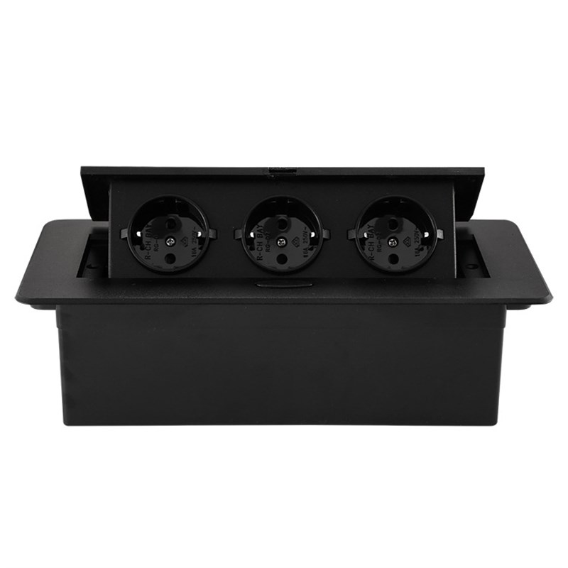 德标桌面插欧标法标嵌入o式Pop socket银色隐藏式会议电源桌面插