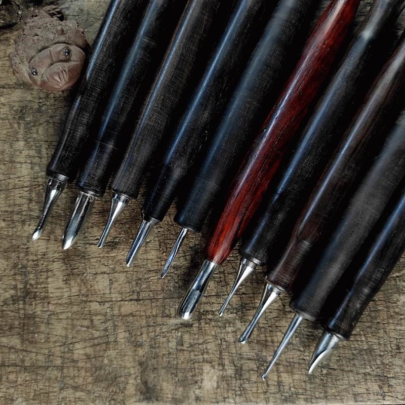 皮革塑形起鼓压擦器 写实动物y精细毛发肌理 皮雕不锈钢工具10件