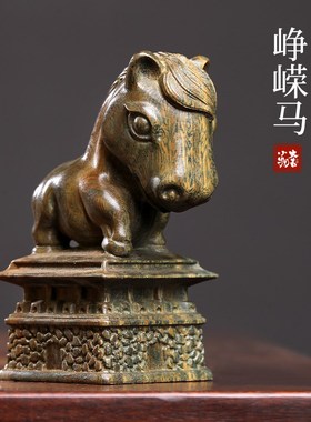 绿檀木雕刻马到成功生肖马摆件峥嵘马随身把玩工T位解压神器手把