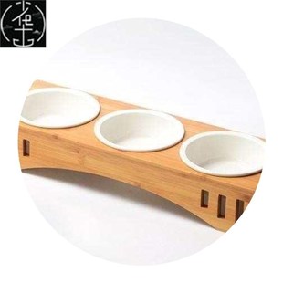 Bowls Wooden Solid Cat Pet Twok Rack Dog Bowl