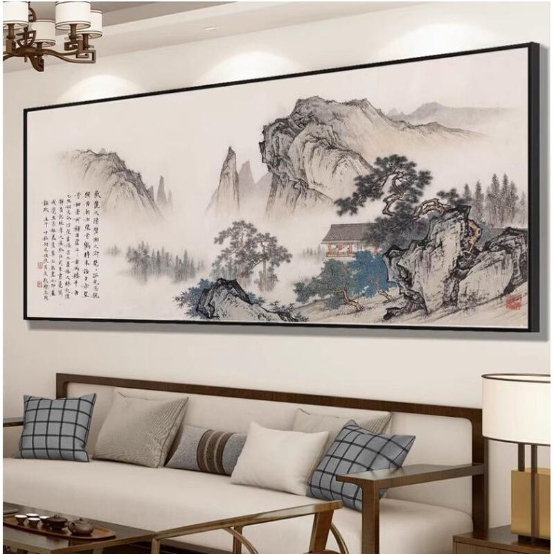 人工绣好的十字绣成品富春山居图望云楼靠山图新款客厅风景挂画