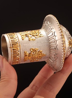 唐卡轴头 藏式合金雕花q唐卡头装饰画装裱字画挂画卷轴保护头/ 1