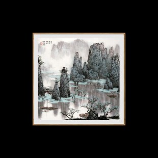 新中式千峰竞秀图山水画客厅装饰画卧室床头N玄关壁画餐厅酒店挂