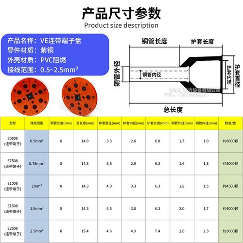E0508 dE7508 E1008 E1508 E2508 VE型连带端子连绕端子盘装自动
