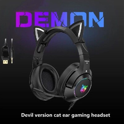 新品K9 Black Cute Cat Ear wHeadphone With Mic Gaming Headset