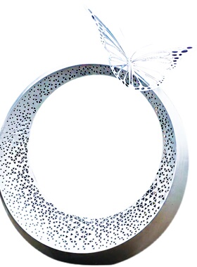 户外广场金属创h意不锈钢雕塑园林景观镂空月亮发光水景摆件艺术