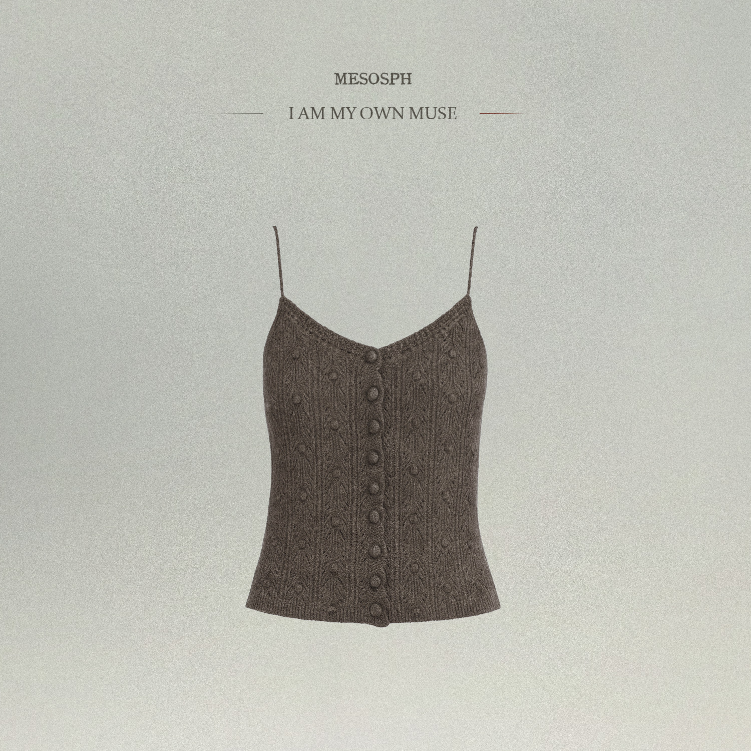 mesosph檀香暮晚 羊绒真丝肌理镂空细肩带针织衫