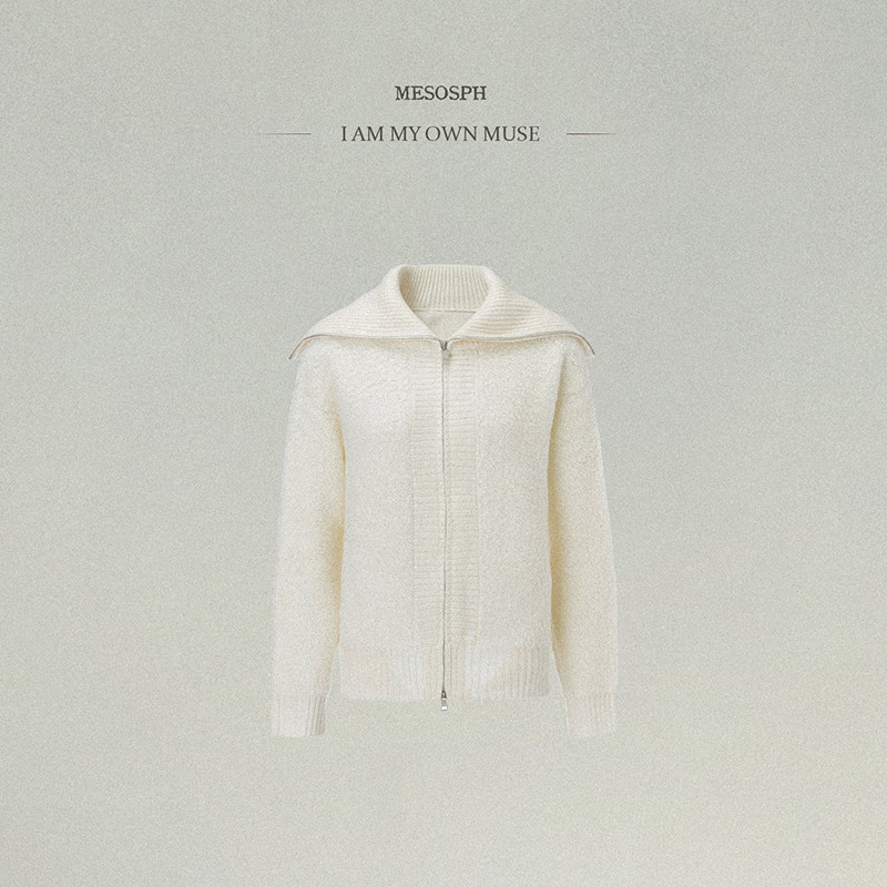 mesosph100%圈圈高支羊毛海军领卫衣