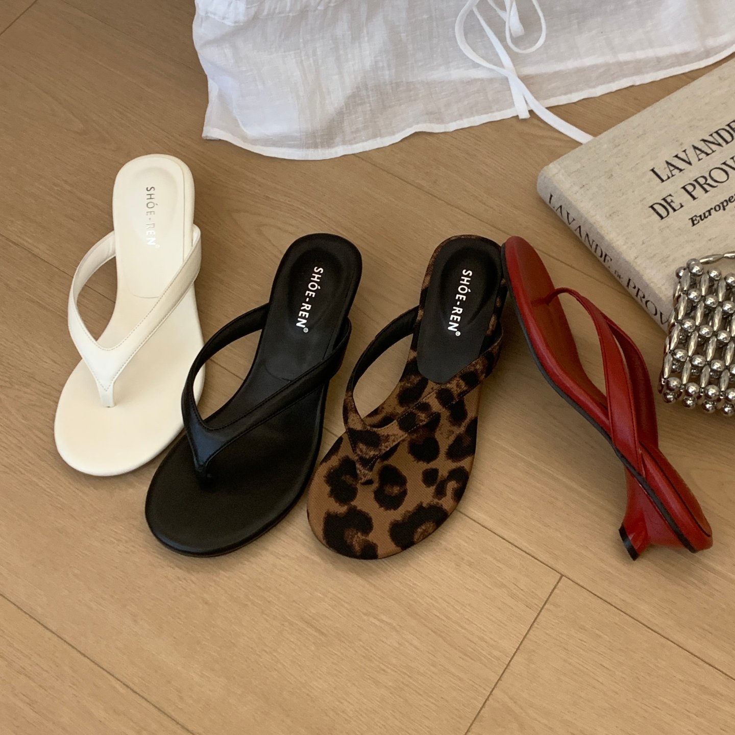 SHOE-REN韩版白色人字拖