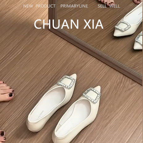 羊皮版！小香风水钻尖头单鞋女内增高配裙子玛丽珍鞋软底真皮瓢鞋