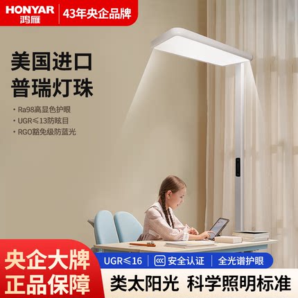 鸿雁2024年新款台灯护眼学习专用学生防近视落地台灯全光谱大路灯