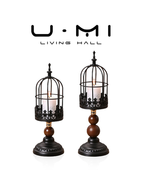 U Mi LIVING · 鸟笼 | 烛台法式中古高级感黑色金属客厅餐桌摆件