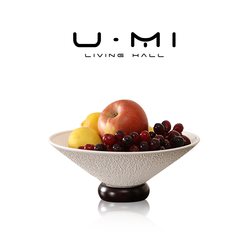 U Mi LIVING · 铃月|果盘轻奢实木陶瓷家用糖果零食盘子茶几客厅