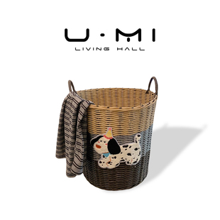 微诗 LIVING 脏衣篓ins大容量可爱小狗仿藤编脏衣篮