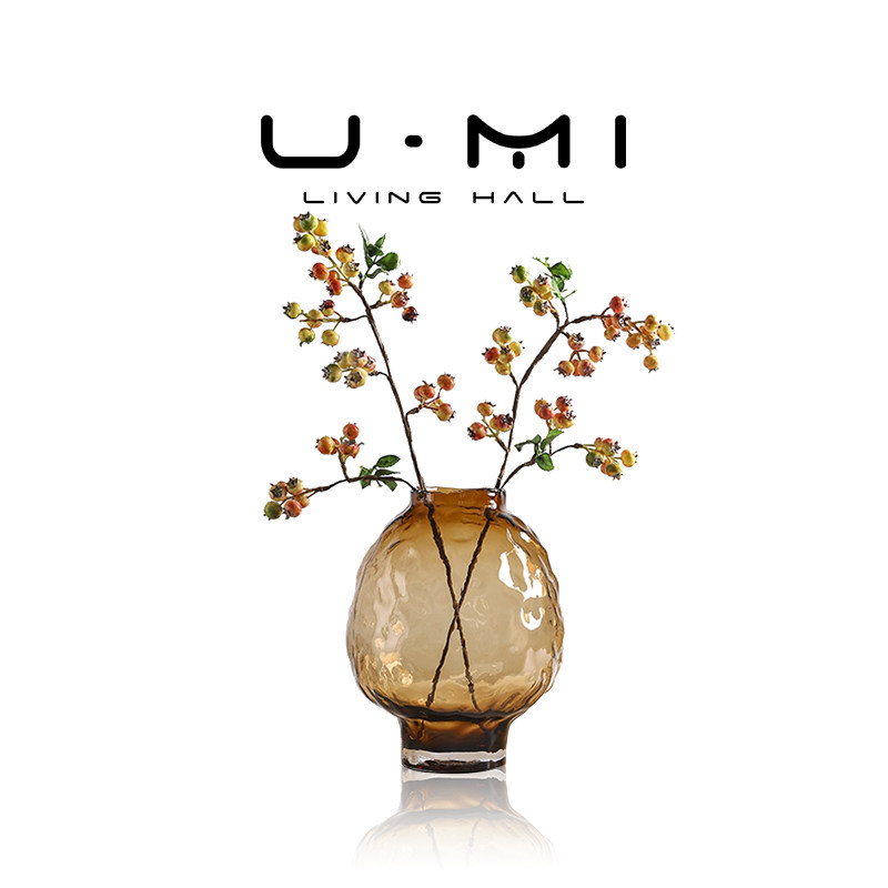 U Mi LIVING · 巴萨 | 花瓶浮雕大肚玻璃花瓶摆件插花桌面装饰品