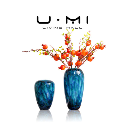 U Mi LIVING · 安荷 | 花瓶孔雀蓝琉璃花瓶摆件轻奢装饰品花器