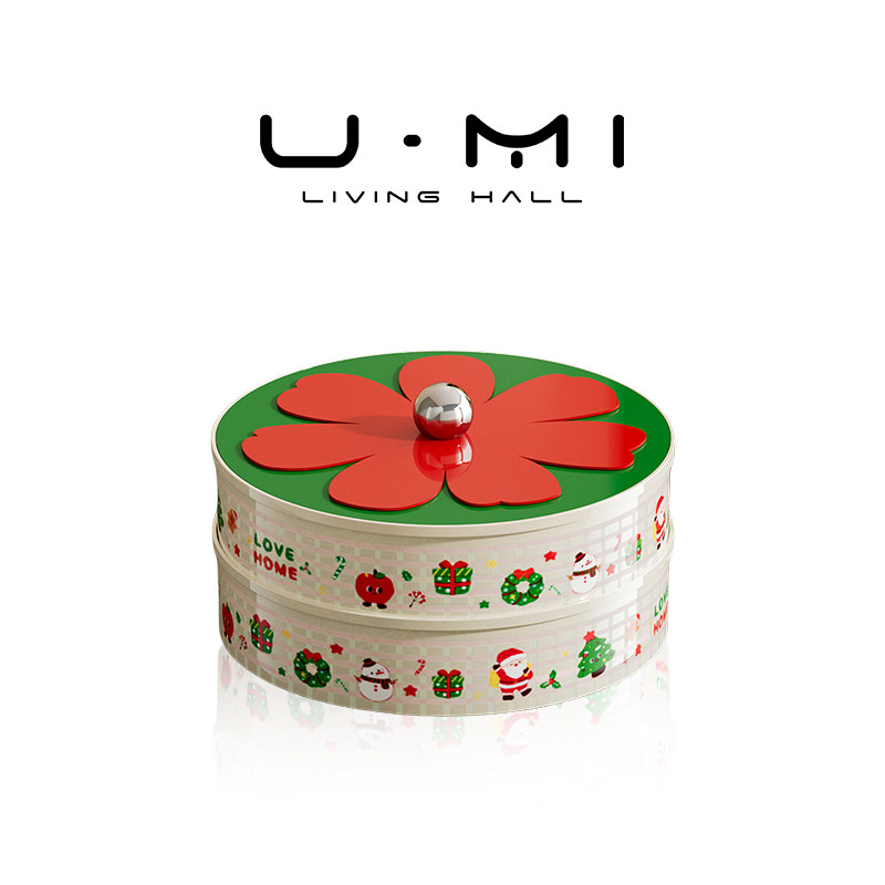 U Mi LIVING &middot; 安雅 | 零食盘圣诞风糖果食品级大容量带盖果盘