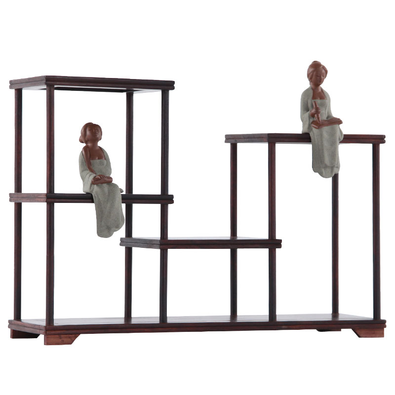 红木小博古架红酸枝中式多宝阁实木置物架茶具茶叶架子摆件展示架