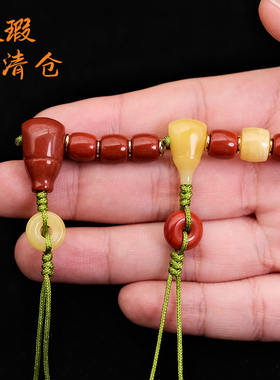 瑕疵清仓南红蜜蜡三通佛头百香籽手串配珠套装星月菩提配饰全套
