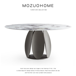 MOZUO墨佐意式 轻奢创意圆餐台现代设计师酒店会所别墅样板间餐桌