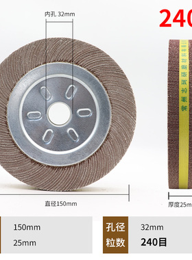 千叶轮抛光片150*25*32砂布轮金属不锈钢打磨百叶片抛光轮千页轮