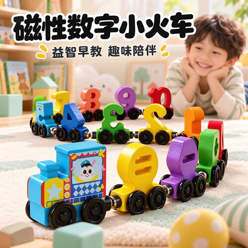 儿童磁吸数字小火车木制益智学生
