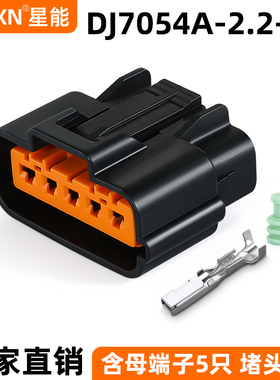 5孔汽车改装前门中控锁插头中后门锁块尾门锁电机DJ70515-2.2-21