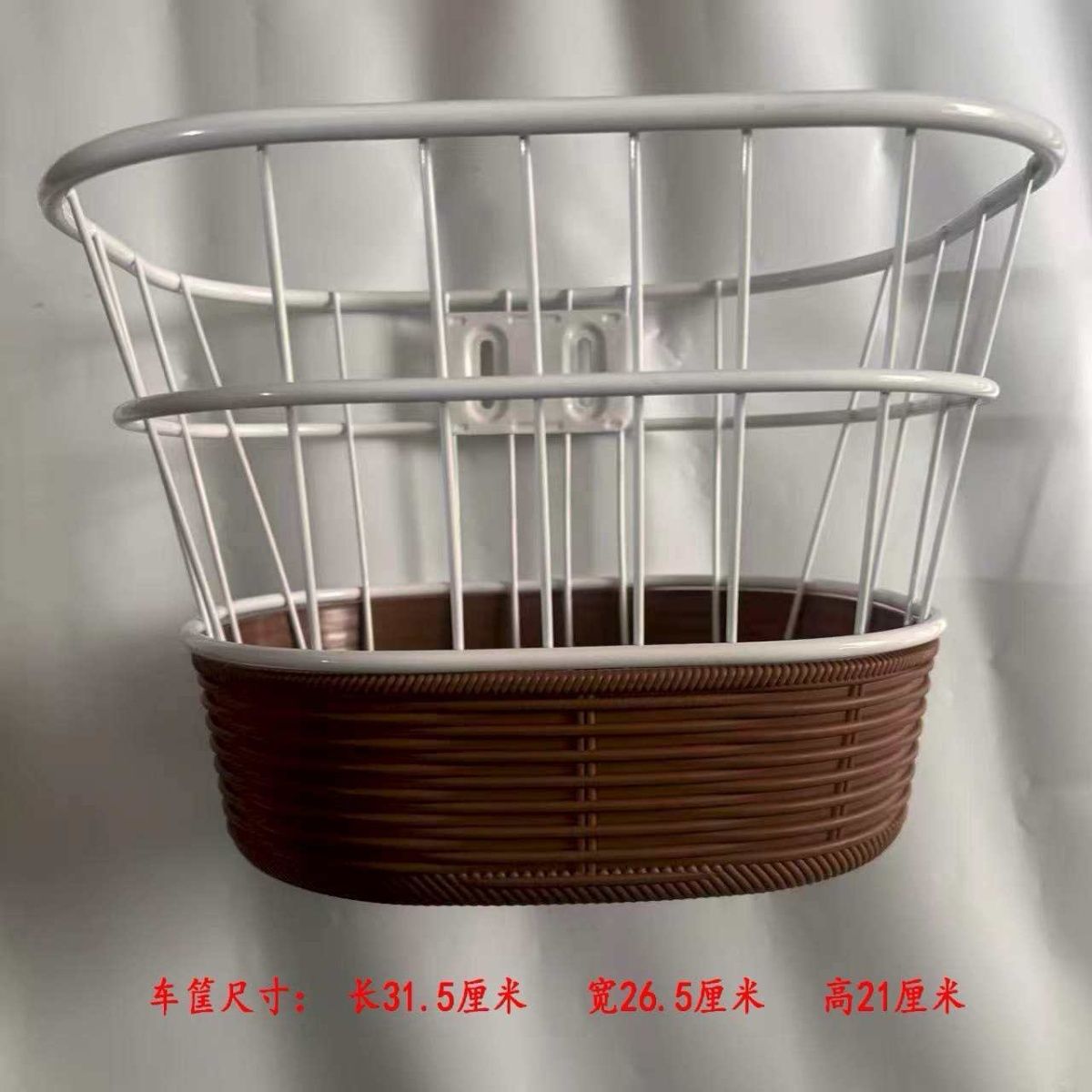 自行车篮子带藤编前车筐