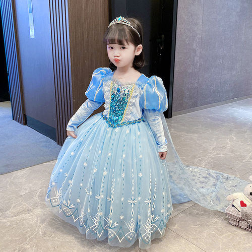 爱莎公主裙女童裙子迪士