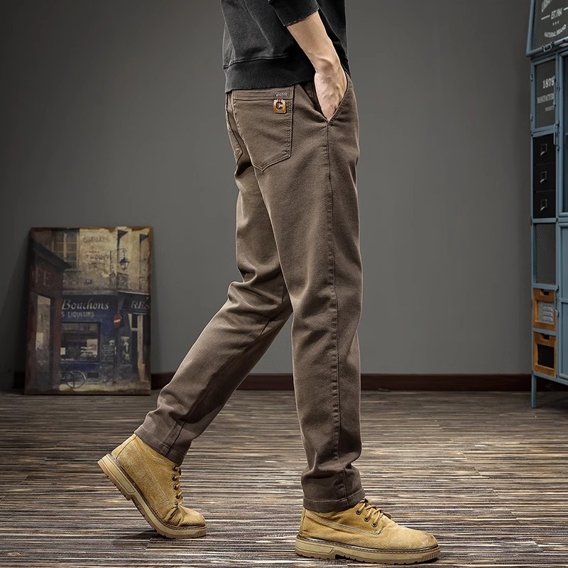 2025新款春季男士休闲裤美式修身微锥裤子春秋工装直筒商务小西裤