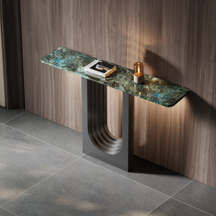 不锈钢奢石玄关桌入户正对门玄关柜置物台条桌靠墙边桌隔断柜聚财