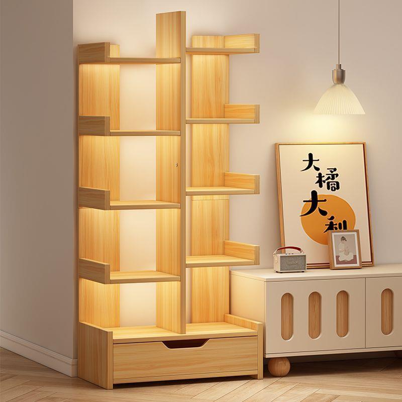 书架落地置物架客厅靠墙一体书柜子多功能书本收纳架子学生展示架