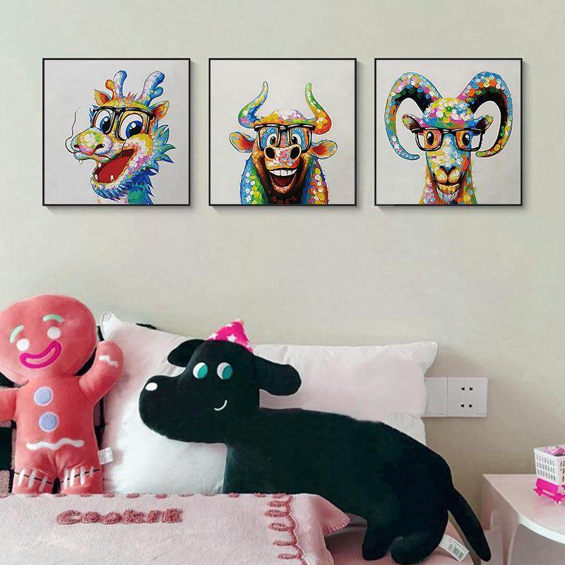 十二生肖创意动物画简约客厅沙发墙画卧室书房挂画餐厅壁画抽象画,3C数码配件,USB灯,淘宝优惠券,粉丝福利购,淘宝优惠卷