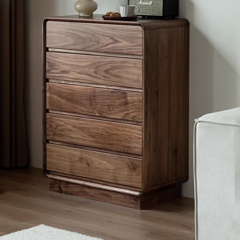 北美黑胡桃木五斗柜简约现代纯实木抽屉柜客厅卧室多功能储物斗柜