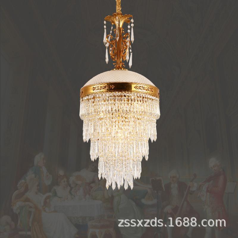 轻奢客厅水晶全铜吊灯简约高档奢华大气卧室灯饰法式别墅餐厅灯具